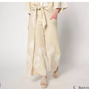 Bellisima by Kim Gravel Regular Boutique Palm Wrap Ankle Pant Sand Tan Size Med